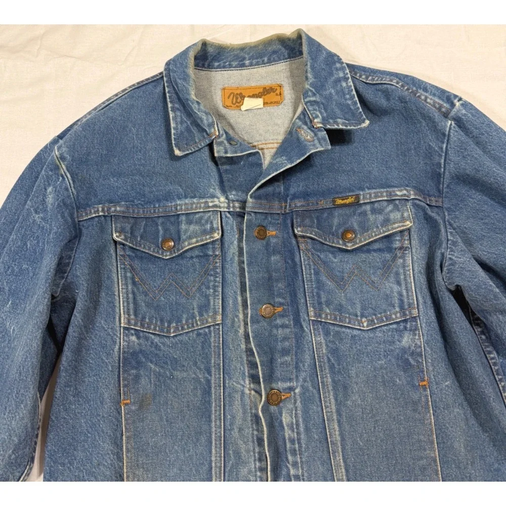 Vintage Wrangler Denim Jacket Mens 48 Blue Western Trucker Made in USA 80s